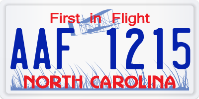NC license plate AAF1215