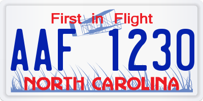 NC license plate AAF1230