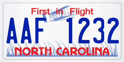 NC license plate AAF1232