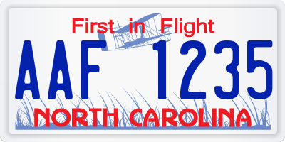 NC license plate AAF1235
