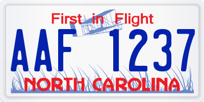 NC license plate AAF1237