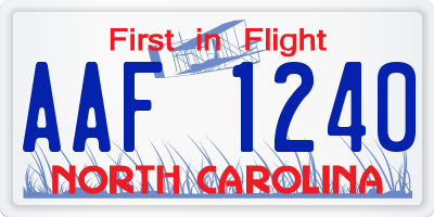 NC license plate AAF1240