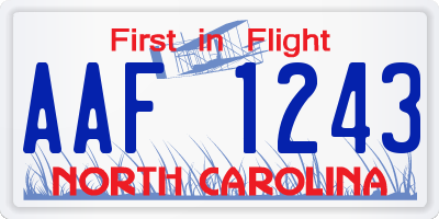 NC license plate AAF1243