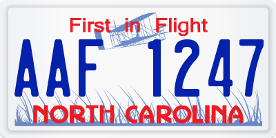 NC license plate AAF1247