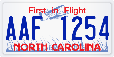 NC license plate AAF1254