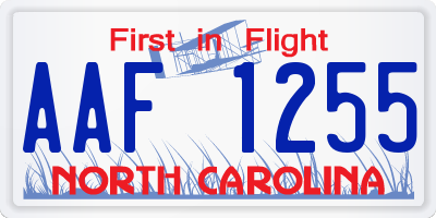 NC license plate AAF1255