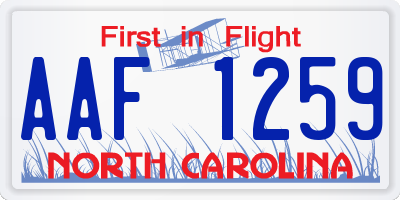 NC license plate AAF1259