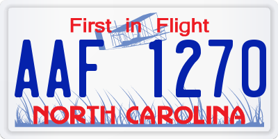 NC license plate AAF1270