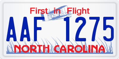 NC license plate AAF1275