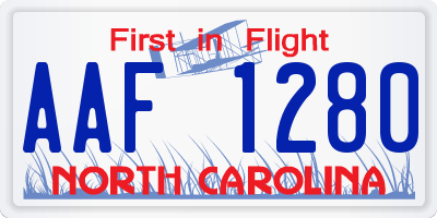 NC license plate AAF1280