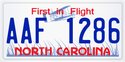 NC license plate AAF1286