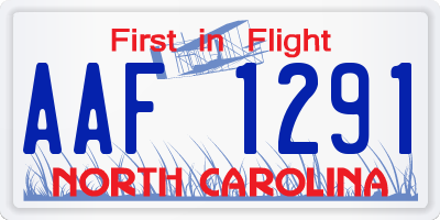 NC license plate AAF1291