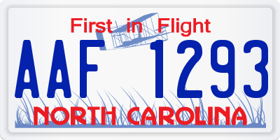 NC license plate AAF1293