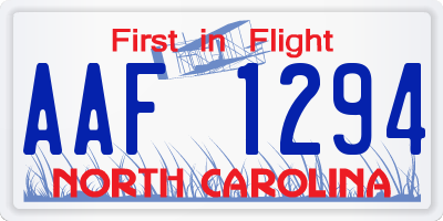 NC license plate AAF1294
