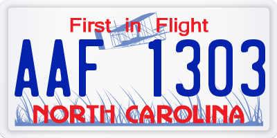 NC license plate AAF1303