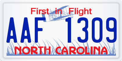 NC license plate AAF1309