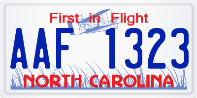 NC license plate AAF1323