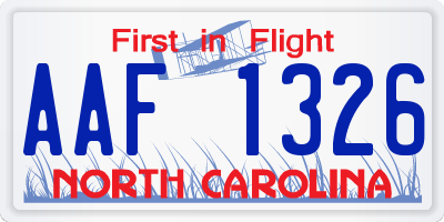 NC license plate AAF1326
