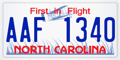 NC license plate AAF1340