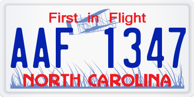 NC license plate AAF1347