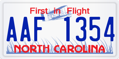 NC license plate AAF1354