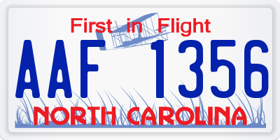 NC license plate AAF1356