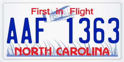 NC license plate AAF1363