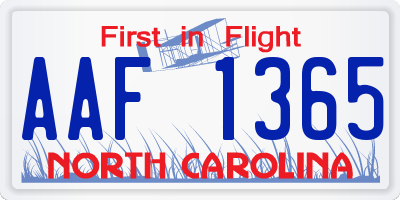 NC license plate AAF1365