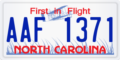 NC license plate AAF1371