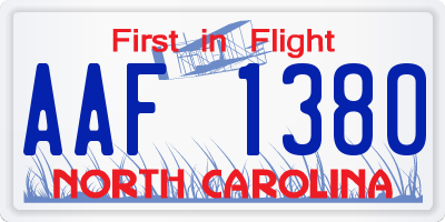 NC license plate AAF1380