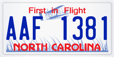 NC license plate AAF1381