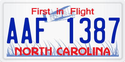 NC license plate AAF1387