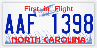 NC license plate AAF1398