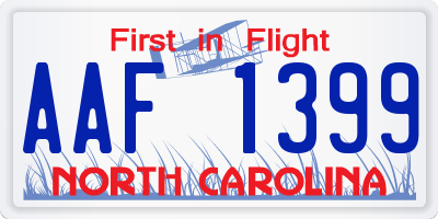 NC license plate AAF1399