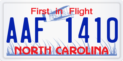 NC license plate AAF1410