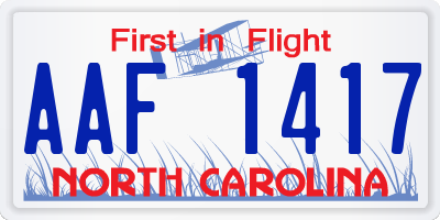 NC license plate AAF1417