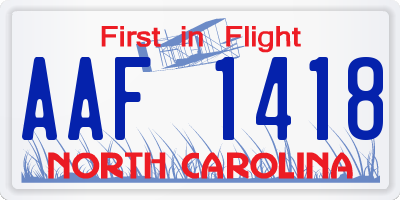 NC license plate AAF1418