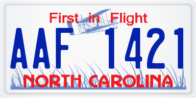 NC license plate AAF1421