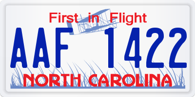 NC license plate AAF1422