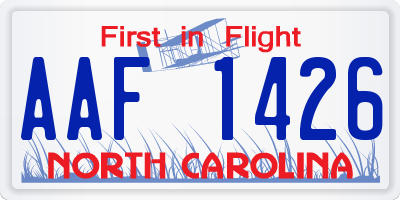 NC license plate AAF1426