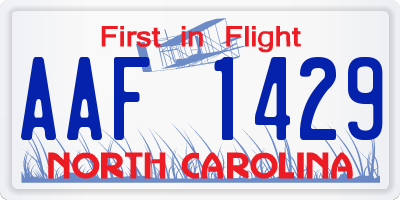 NC license plate AAF1429