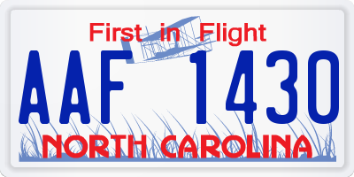 NC license plate AAF1430