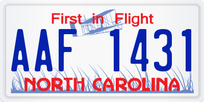 NC license plate AAF1431