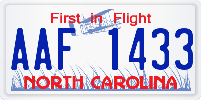 NC license plate AAF1433