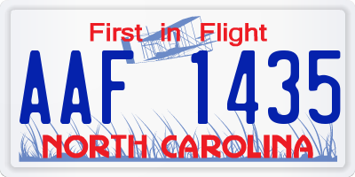 NC license plate AAF1435
