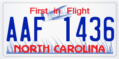 NC license plate AAF1436