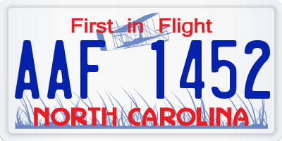 NC license plate AAF1452