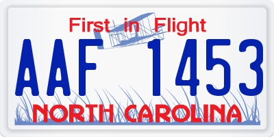 NC license plate AAF1453