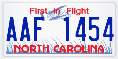 NC license plate AAF1454
