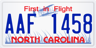 NC license plate AAF1458